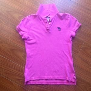 Y2K Abercrombie Kids  bright pink polo shirt size XL fits Small adult